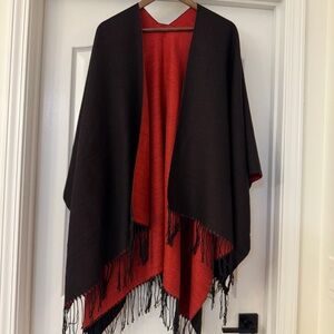 Brown and Red Fringe Shawl